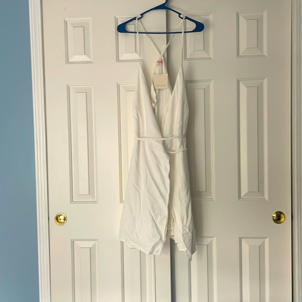 White new with tags linen wrap dress